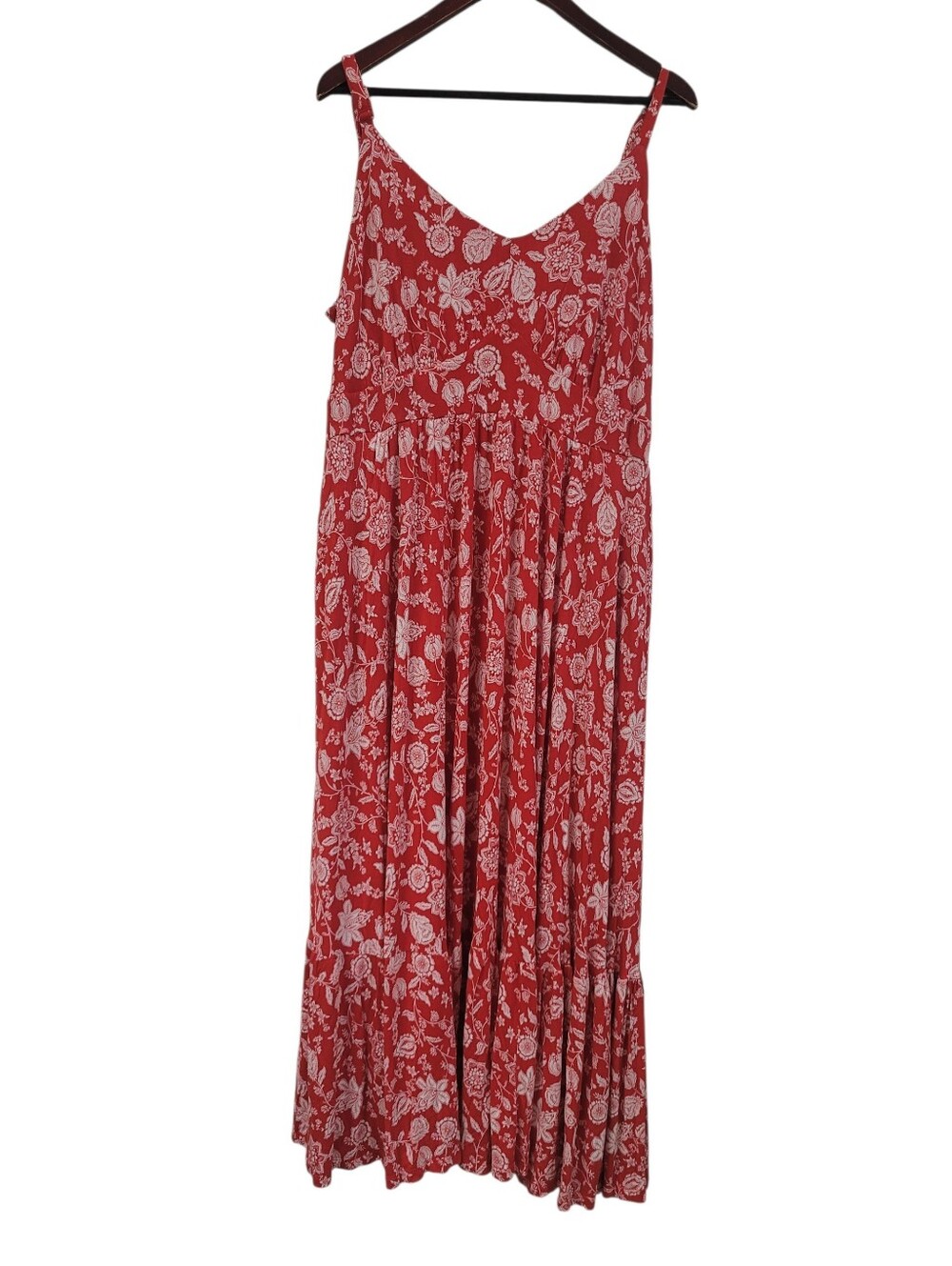 NWOT Torrid 3 Red Floral Maxi Dress with Spaghetti Straps Adjustable Size 3X - Picture 3 of 6